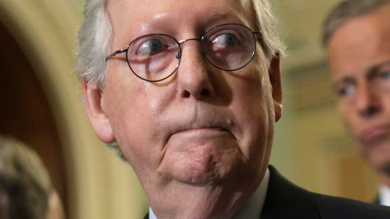 Mitch McConnell looking off to the side