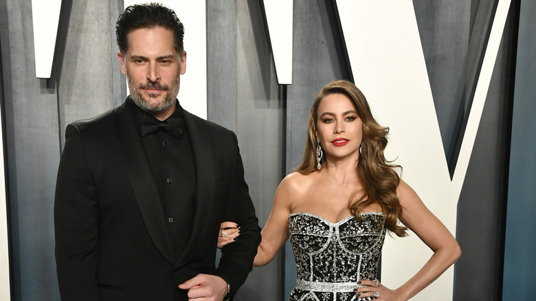 Joe Manganiello and Sofía Vergara posing together at the Vanity Fair Oscars party