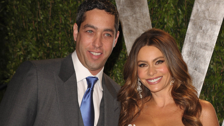 Nick Loeb and Sofía Vergara posing together and smiling