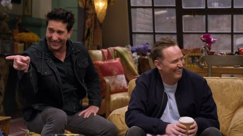 David Schwimmer and Matthew Perry laughing