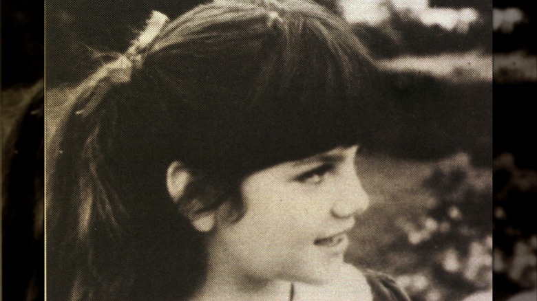 Monica Lewinsky as a young girl in a black and white photo.