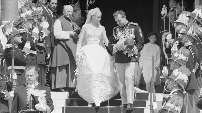 Grace Kelly and Prince Rainier of Monaco on their wedding day.