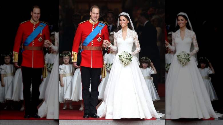 Catherine, Princess of Wales and Prince William on their wedding day in London, 2011.
