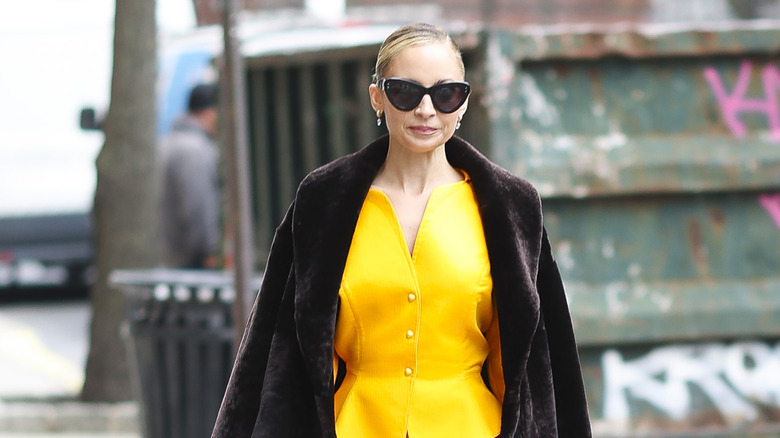 Nicole Richie walking outside in New York City.