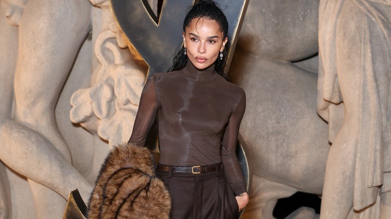 Zoe Kravitz attends the Saint Laurent Womenswear Fall/Winter 2026-2027 show as part of Paris Fashion Week