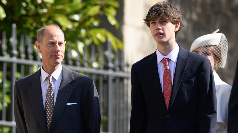 Prince Edward, Duke of Edinburgh and James, Earl of Wessex attend the Easter Sunday Mattins Service at St George's Chapel on April 20, 2025 in Windsor, England.