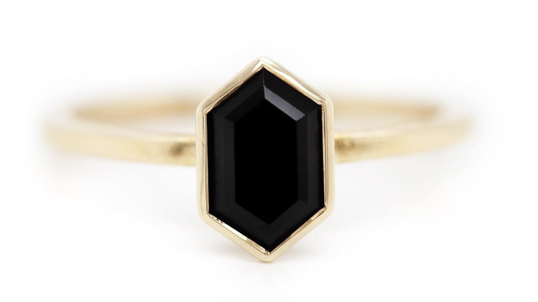 black spinel engagement ring