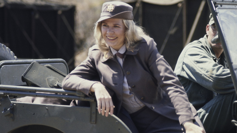 Loretta Swit in-costume as Major Margaret 'Hot Lips' Houlihan on the set of 'M*A*S*H'
