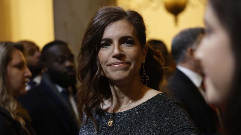 Nancy Mace listens to someone talking