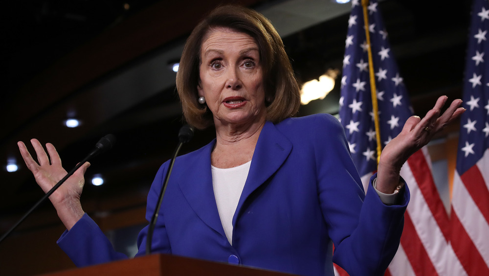 Nancy Pelosi exasperated while speaking to the floor