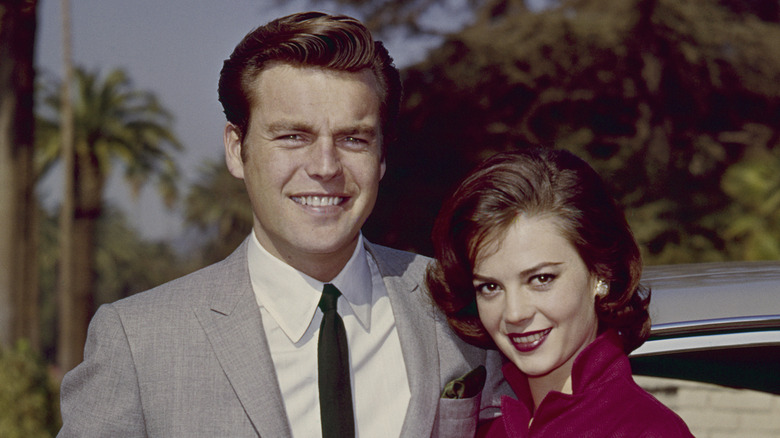 Colorized image of Robert Wagner and Natalie Wood (wearing red) in 1960