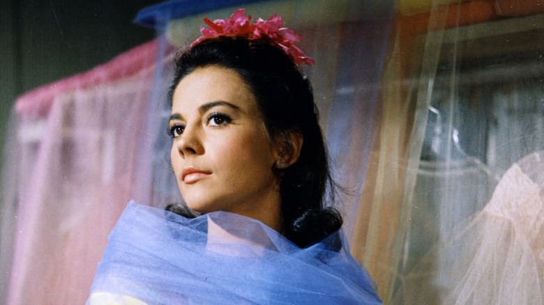 Natalie Wood (wrapped in blue chiffon) in a promotional image for "West Side Story" (1961)