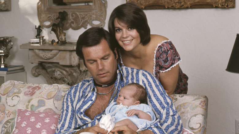 Robert Wagner, Natalie Wood, and their infant daughter Courtney in 1974
