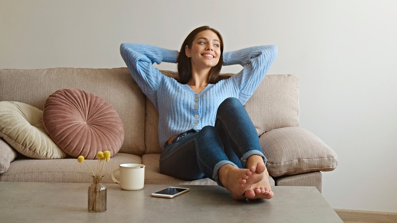 woman relaxing alone