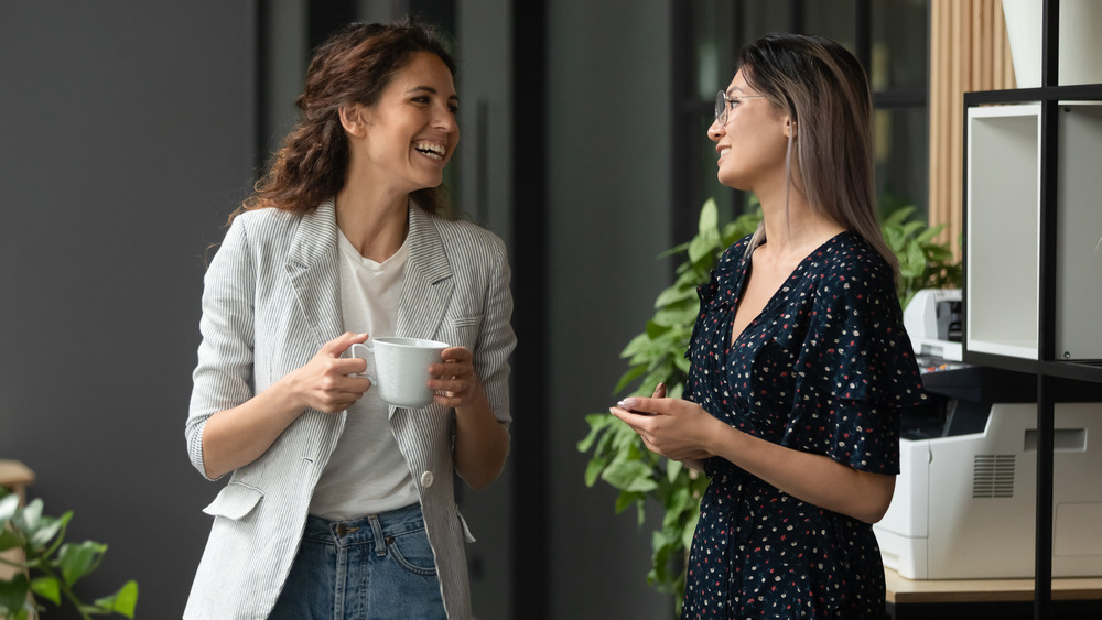 Two women talking together