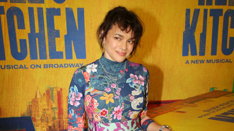 Norah Jones in a colorful floral outfit