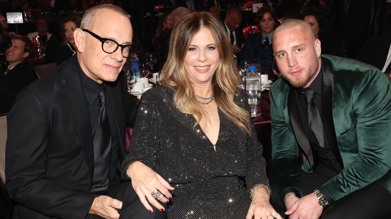 Tom Hanks, Rita Wilson, and Chet Hanks at an event together