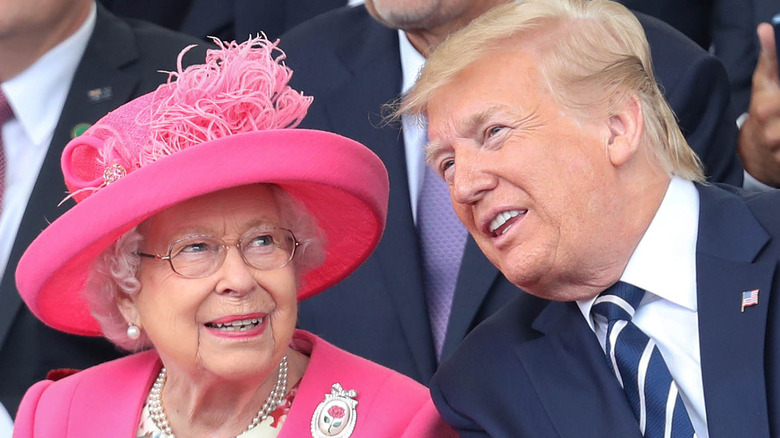 Queen Elizabeth II and former president Donald Trump