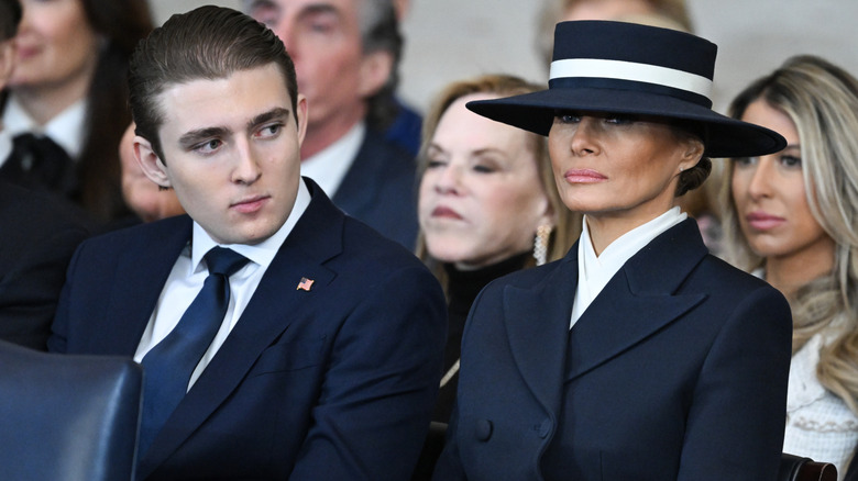 Barron and Melania Trump at the January 20, 2025 inauguration of Donald Trump