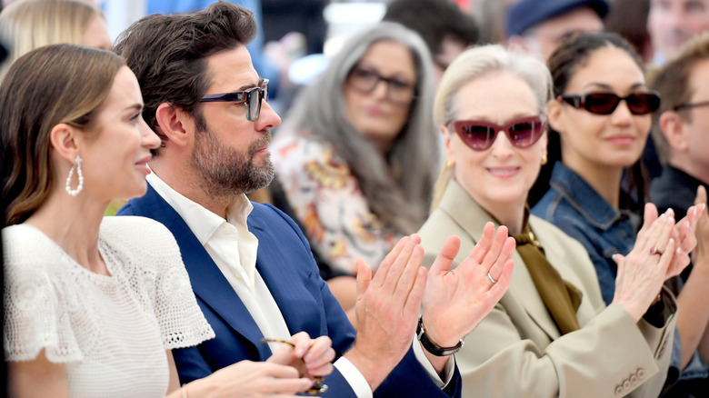 Emily Blunt, John Krasinski, and Meryl Streep attend the Hollywood Walk of Fame Star Ceremony celebrating Emily Blunt and Stanley Tucci