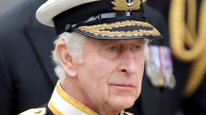 King Charles III at the Queen's funeral