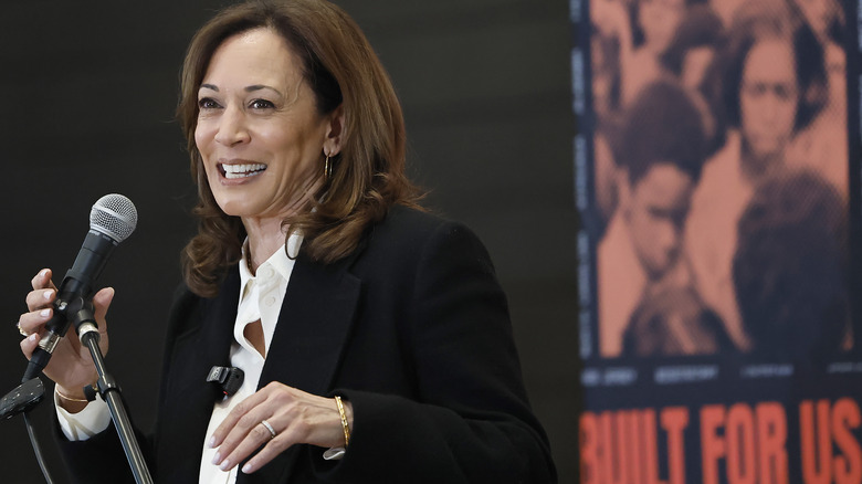 Former Vice President Kamala Harris speaks at the State of the People POWER Tour opening ceremony on June 6, 2025 in Los Angeles, California.