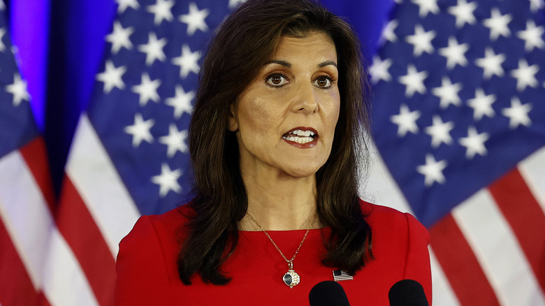 Nikki Haley speaking at podium