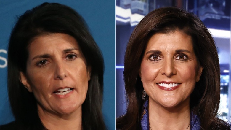 Two headshot pictures of Nikki Haley.