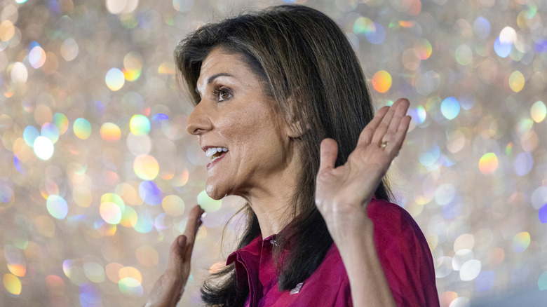 Nikki Haley speaking at a campaign event