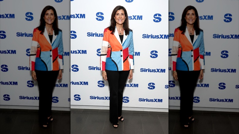 Nikki Haley visits SiriusXM at SiriusXM Studios on October 22, 2024 in New York City