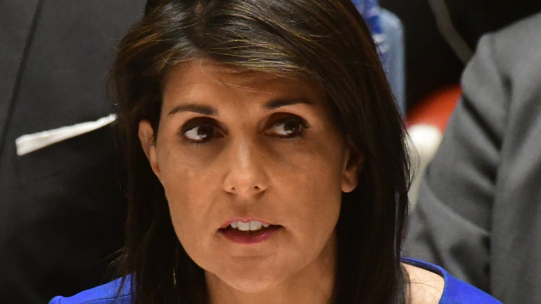 Nikki Haley speaking at the United Nations