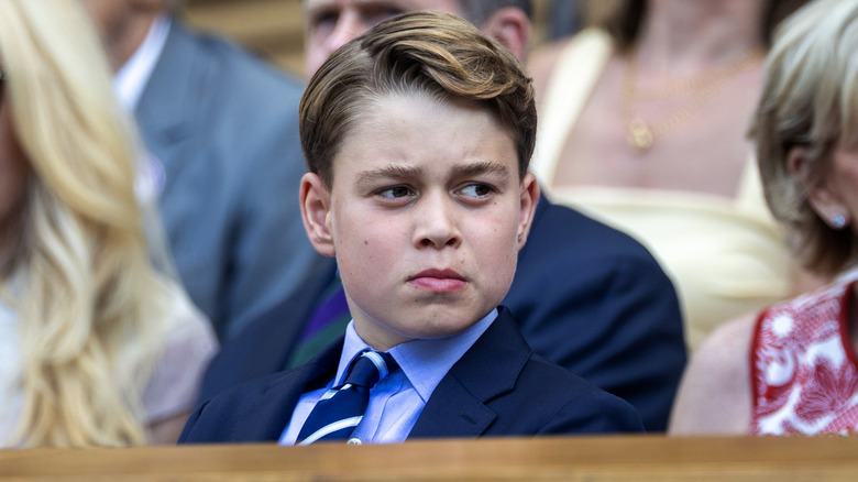 Closeup of Prince George in audience at Wimbledon
