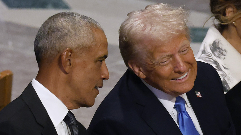 Barack Obama talks to Donald Trump