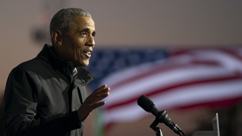 Obama speaking at a Biden rally