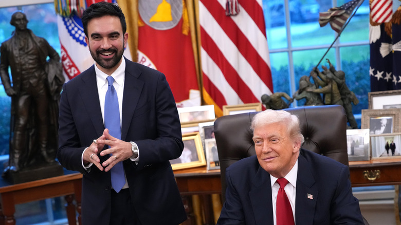 Zohran Mamdani and Donald Trump smiling in the Oval Office
