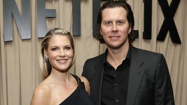 Ali Larter and Hayes MacArthur smiling
