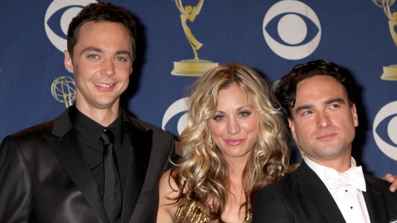 Jim Parsons, Kaley Cuoco, and Johnny Galecki attending the Primetime Emmy Awards circa the 2010s