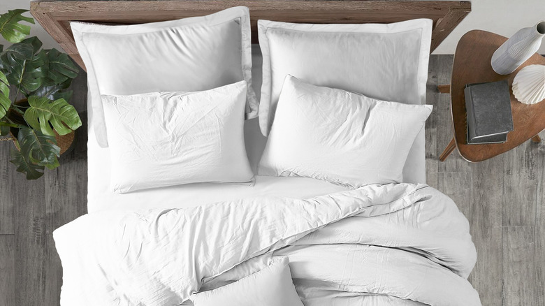 Bed with fluffy duvet