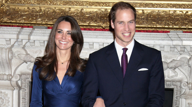 Kate Middleton and Prince William announcing their engagement