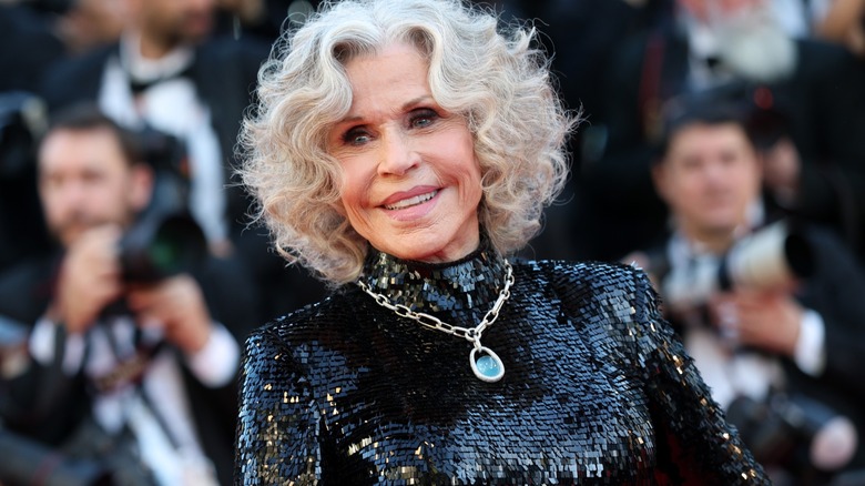 Jane Fonda attending the opening ceremony of La Vénus Electrique.