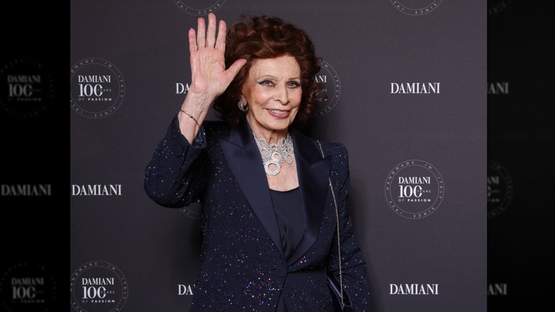 Sophia Loren attending Damiani Centenary gala dinner at Teatro Alcione.