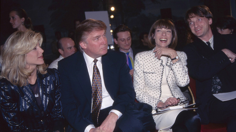 Marla Maples, Donald Trump, Anna Wintour, and James Truman attend the Marc Jacobs April 1995 Show at The Plaza Hotel, April 3, 1995.