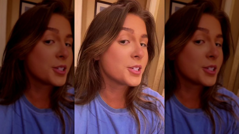 Ella Langley in a half-done makeup video