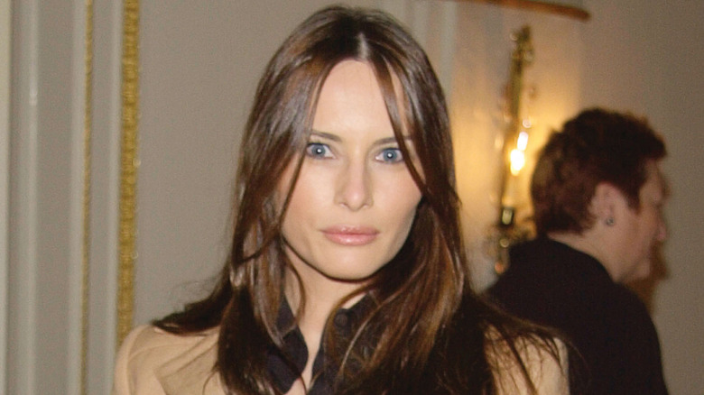 Melania Knauss arrives at the 13th Annual Women of the Year Luncheon December 5, 2001 at the Pierre Hotel in New York City.