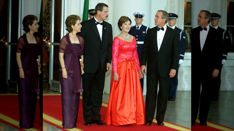 Laura Bush with Vicente Fox, Marta Sahagún, and George Bush at state dinner