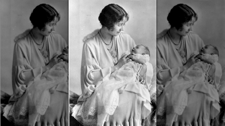Elizabeth Bowles-Lyon with baby Queen Elizabeth II in May 1926