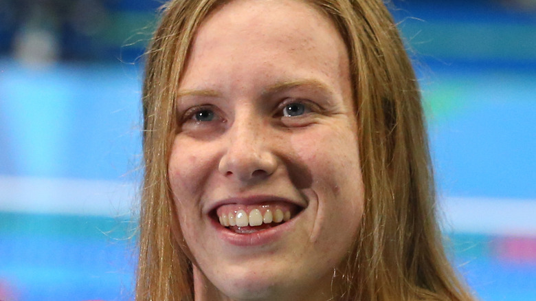 Lilly King smiles with her hair down