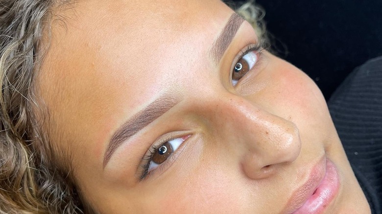 Close up of ombré brows