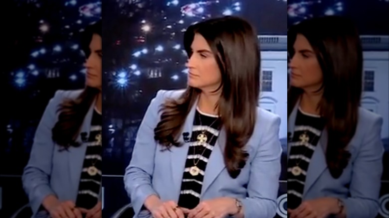 Kaitlan Collins wearing powder blue