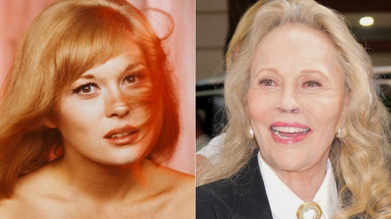 Headshot of Faye Dunaway in the 1970s and Faye Dunaway in 2024